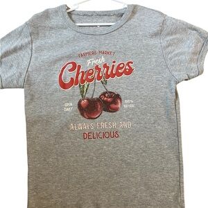 Gray Cherry Print Kids T-Shirt